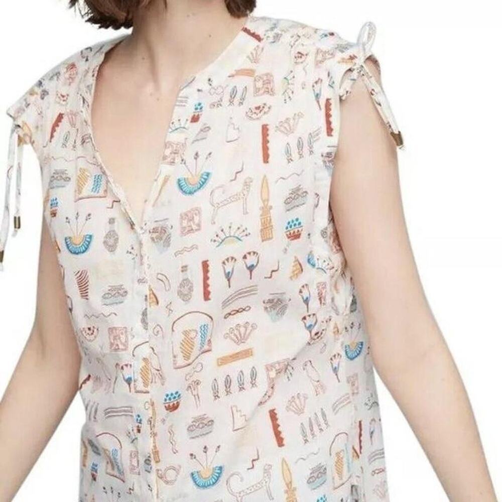 Anthropologie Danielle Kroll Egypt Art Print Top, Size Small
